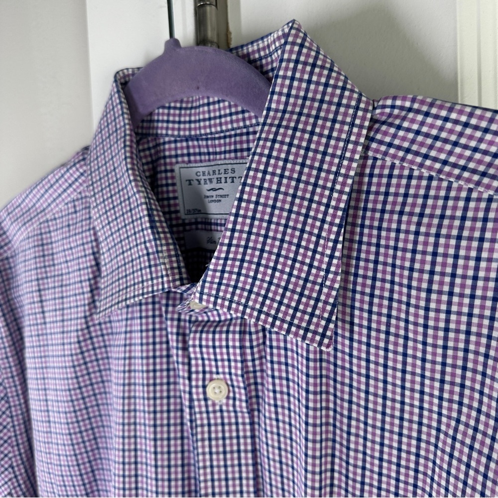 Charles Tyrwhitt Slim Fit dress shirt size 18 slim fit purple navy